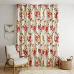 Bilberry Furnishing By Preeti Grover Pink and Maroon Floral Cotton Window Curtain 137.16x152.4 cm (Pack of 1) I Modern Printed Window Curtains I Curtain For Home Décor