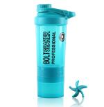 Zyro Bolt Professional Protein Shaker Bottle with 2 Storage Compartments - Shaker for Protein Shake and Gift for Men & Women BCAAs & BPA Free, 600 Ml Shaker bottle (Color-Turquoise,Plastic,Pack of 1)