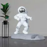 Street27 Astronaut Figurine Showpiece for Home Décor Idols for Office Desk Table, Creative Phone Stand Holder Desk Accessories Tabletop Statue for Gift Gifting Items Birthday Decoration (Steel)