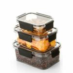 Speckles Freshlock 3-Piece Mixed Size Plastic Food Storage Meal Prep Container Set, Airtight & Leakproof With Locking Lids, For Lunch and Meal Prep, Microwave (1100ML- 1PCS, 700ML- 1PCS, 300ML- 1PCS)