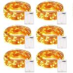 LTETTES Warm White Battery Powered LED Copper Wire String Fairy Light 10 cm and 50 Lights (Pack of 6)