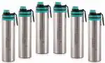 NIRLON Eco Star Stainless Steel Water Bottle 900ml, Water Sipper Bottles For Fridge, School,Gym,Home,office,Boys, Girls, Kids, Leak Proof(Green Colour | Set of 6)