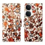 A D Enterprises Orange Pattern Flip Cover for IQOO NEO 9 PRO 5G | Magnetic Case | Shock Absorbent | Flip Cover IQOO NEO 9 PRO 5G