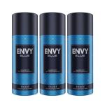 ENVY Blue Exude Deodorant Body Spray - For Men (165 ml, Pack of 3)