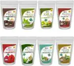 OEHB Powder Amla Reetha Shikakai Bhringraj Hibiscus Brahmi Henna And Aloevera Leaf Hair Shine For Men And Women 50 G Each (Pack of 8)