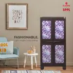 SPPL CLASSIC LIBERTY Liberty 4ft White Flower Theme Plastic Wardrobe|Cupboard For Kids & Adults - Coffee Brown