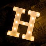 SATYAM KRAFT Marquee Alphabet Shaped Led Light - Asthetic Decorations Letter Light for Romantic Gift, Bedroom, Table, Home Decoration, Night Light Lamp and Wall Lamp (White, 1 Piece) (Letter- H)