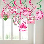 Zyozique Mothers Day Decorations Hanging Swirls | Ceiling Hanging Decorations for Mother’s Day - Swirls for Mother's Day Party (Pack Of 7)