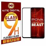 Kite Digital Tecno Pova (Black) 5D/6D/11D/21D Premium Tempered Glass Screen Protector Slim 9H Hard 2.5D with Full Installation Kit (Pack of 2)