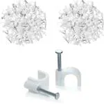 See Inside 6 mmHardware Circle unbreakable PVC Cable Clip with Nails Plastic Cable Wraptor Cable Tie (White Pack of 200)