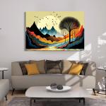 Vasl Engineered Wood Yellow Canvas Painting Sunrise In The Mountains Paintings - 24 X 36 Inch