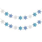 Festiko White & Blue & Light BLue Glittery Snowflake Banner-Christmas Party Decorations
