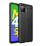 Golden Sands for Samsung Galaxy M42 Back Cover Leather Texture Shockproof Armor Rugged TPU Case for Samsung M42 5G / Galaxy A42 5G Mobile, Prism Black
