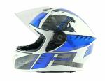 Spark Minda RANGER WHITE WITH BLUE GRAPHICS ISI certified premium Helmet - Full Face (L size)