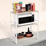 FORTUNE BLU 2 Shelf Stainless Steel Kitchen Microwave Shelf Organizer Toaster Oven Rack White