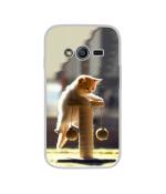 Casotec Cat Climbing Design Printed Silicon Soft TPU Back Case Cover for Samsung Galaxy Ace 4 LTE G313