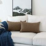 Khooti Brown Poly Jute Plain Cushion Cover - 16 X 20 Inch