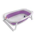 LuvLap Splash 2 in 1 Folding Baby Bath tub Cum Baby Bather with Temperature Sensitive Plug & Anti Slip Base, Turns Bather for 4-6month Babies, EN Certified, BPA Free (Purple)