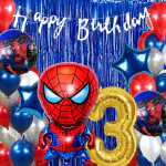 House of Banter Spiderman Theme Birthday Decorations for Boys, Kids Party, Girls - 3rd Birthday Celebrations-Cartoon Birthday Decorations, Spiderman Birthday Party Supplies