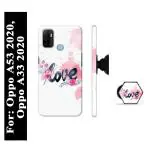 Mobi Elite Love Printed Hard Back Case with Mobile Holder, Pop socket for Oppo A53 2020, Oppo A33 2020