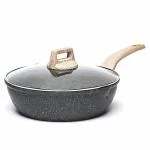 Carote Non Stick Deep Frying Pan, Granite Kadai with Lid, Induction Wok, Saute Pan, 28cm/4.3L