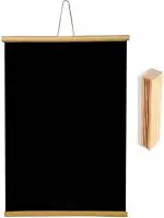 YAJNAS 1.5x2 Feet, 1 Pieces Roll up Wooden Black Board/ Chalk Board for Child and Teaching with Wall Hanging board for Kids (18 Inches x 23 Inches) with 1 Premium Wooden Duster (Pack of 1 Set) (Color - Black) Black board (584.2 mm x 457.2 mm)