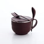 DeoDap Steel Noodle & Soup Bowl with Spoon, Airtight for Pasta, Soup, Maggie Container (Pack of 1)