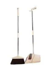 WIGZA Broom and Dustpan Set Stand Up Broom Head and Dust Pan Combo, Remove Hair with Built-in Wisp Scraper - Kitchen, Outdoor, Hardwood Floor, Garage & Tiles Upright Cleaning Supplies