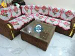 l shape sofa cover 7 seater sofa cover customisable sofa cover for living room flower design corner sofa cover Pink Daisy design for luxury sofa 14 pieces sofa cover set