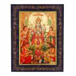 Hawai Gold Plated Shree Hari Vishnu Engineered Wood Wall Hanging Photo Frame Sticker for Worship use 8.5X7 inch SFDI466BLKFRM