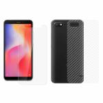 Kite Digital Redmi 6A Back Screen Protective Film Carbon Fiber Skin Transparent Screen Guard Sticker & Premium Tempered Glass Screen Protector