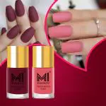 MI Fashion Soft Smooth Unique Matte Nail Polish Combo Sets of 2 Unique Colors (Peach,Mauve) 9.9ml each