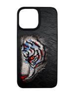 TREEMODA NIMMY Tiger 3D Embroidery Leather Back Case Cover for iPhone 12 Pro.