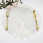 Dakshya Industries Pack of 6 Round Table Placemat,Pressed Place Mats Easy to Clean Waterproof Dining Table Plate Mat for Kitchen Hotels Business Occasions Indoor Outdoor Silver