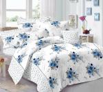 Clovis Crafts White Floral Cotton Double Bedsheet (144 Tc)