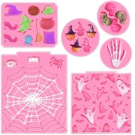 Jubilant Silicone Mini Halloween Fondant Molds Polymer Clay Molds for Cake Decorating Pack of 6 Molds