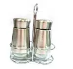 INDUSBAY Salt Pepper Silver Glass Salt & Pepper Shakers