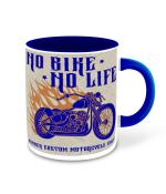 Whats Your Kick Biking Theme No Bike No Life Design Printed Dark Blue Ceramic Coffee Mug and Tea Mug 325ml