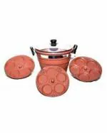Prakriti Nature Clay Crafts Clay Idli Earthenware Outer Lid Cooker (Brown) Plates 3.