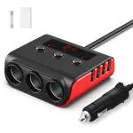 Sthira 100W 3Stocket Cigarette Lighter Splitter with 4 USB Ports 12V/24V Car Charger
