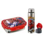 SKI Steel Lunch Box (600 ML) & Steel Slim Bottle (450 ML) combo/Gift Set- Spiderman