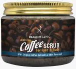 Healthy Genic Coffee Scrub for Face Body Wash, 140 grams - Removes Tan | Smoothens Skin | Energizes | Infused with Real Coffee Grounds | Exfoliates Skin to Remove