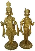 Kalarambh Bharat Haat Yellow Brass Swaminarayan Idol Handicraft Art 38 x 19 x 58 cm