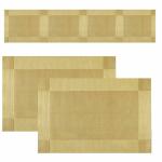 P-Plus International Placemats Gold Set of 2 with Runner for Dining Table Washable Woven Vinyl Placemats Heat Resistant Kitchen Table Mats