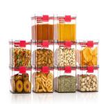 IMPOTECH Multicolor Plastic Airtight Square Unbreakable Classic kitket Storage Container Set 750 ml - Pack Of 10