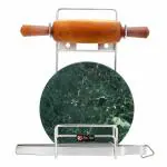 SLIMSHINE Stainless Steel Rolling Pin Holder Chakla Belan Stand 13 X 5.5 X 3.5 inch