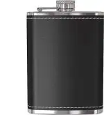 Wolblix 8 Oz Leak Proof 18/8 Stainless Steel Pocket Hip Flask with Black Leather Cover for Discrete Shot Drinking of Alcohol, Whiskey, Rum and Vodka