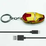Gabbar Marvel Series Iron Man Face Red Rechargeable Cigarette Lighter with Key Chain
