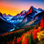 Love Creation A4 Size poster print for creative wall art- mountain-sunset-8132(Non Sticker)