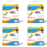 BON BON Premium Large Adult Diaper Disposable Tape Style (L- 39-59 INCH) Adult Diaper 40 PCS Multiple Tape Fastners Over Night Protection Ultra Leak Guard and Anti-Bacterial Absorbent Core (L Pack of 4)